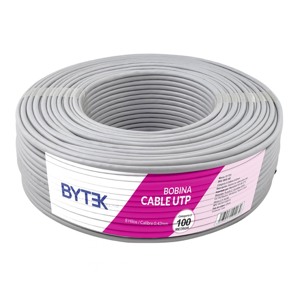 Cable UTP Calibre 0.42 mm Categoria 5 de 100 metros