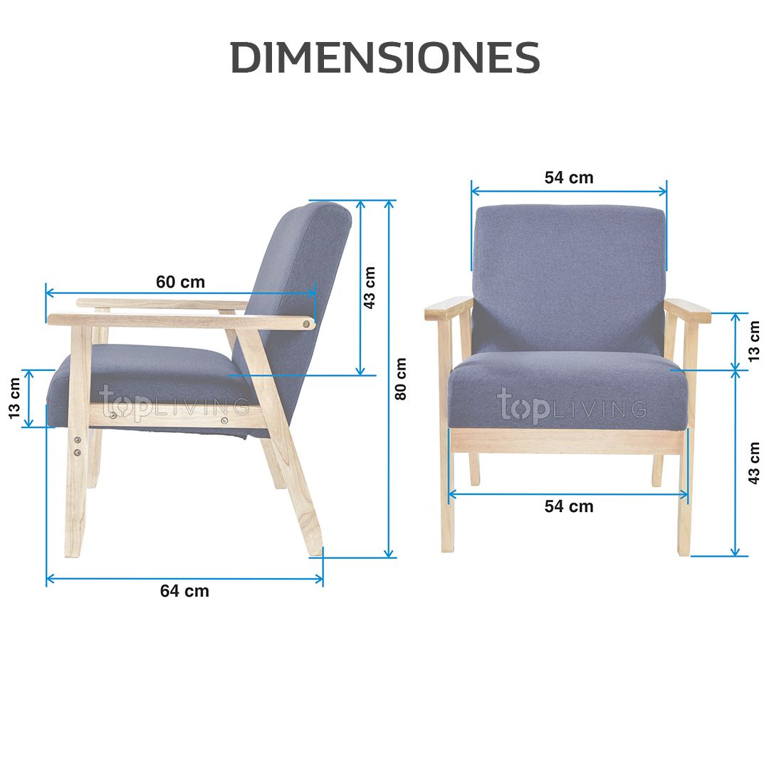 Top Living Sillon Individual color Azul - Top Living