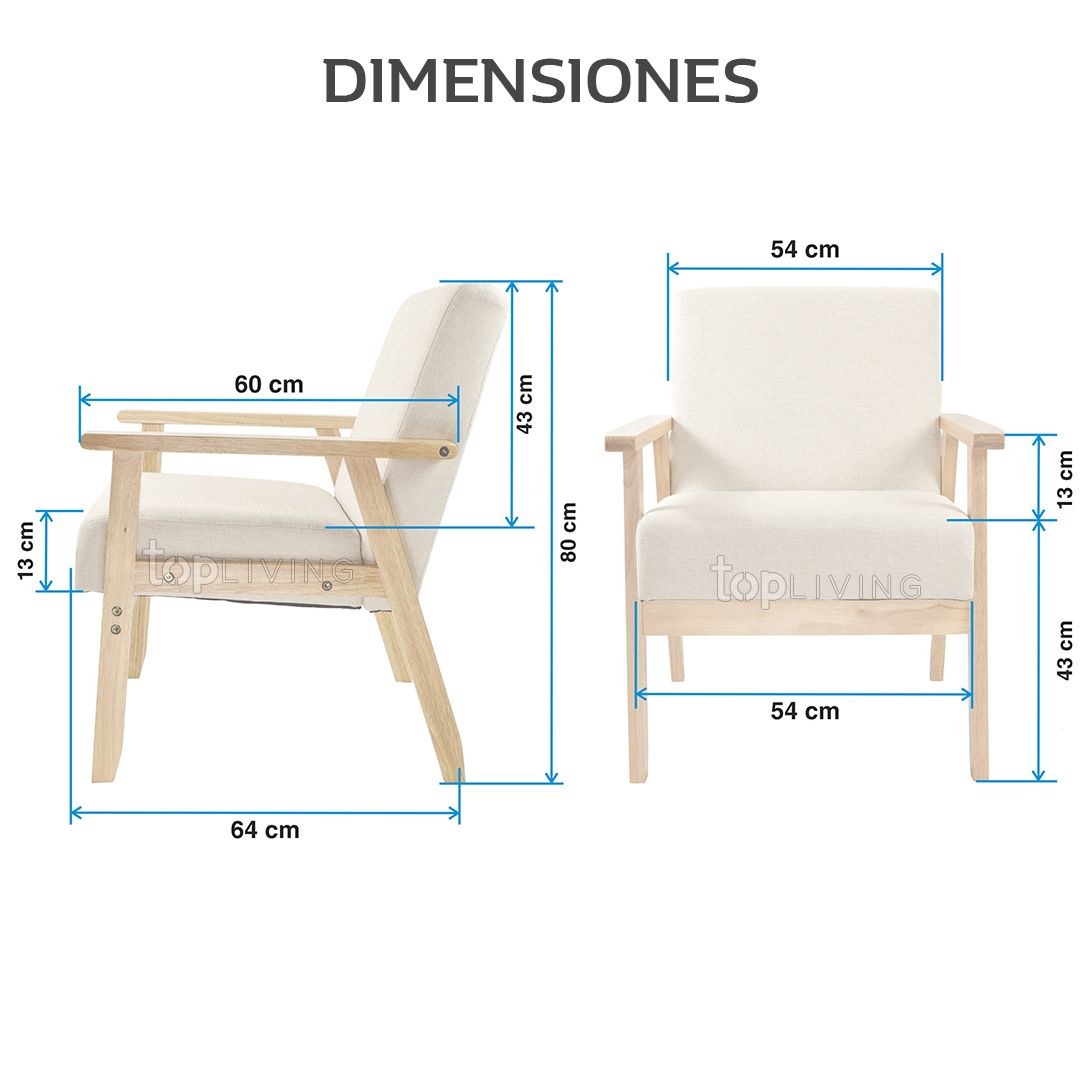 Top Living Sillon Individual color Beige - Top Living