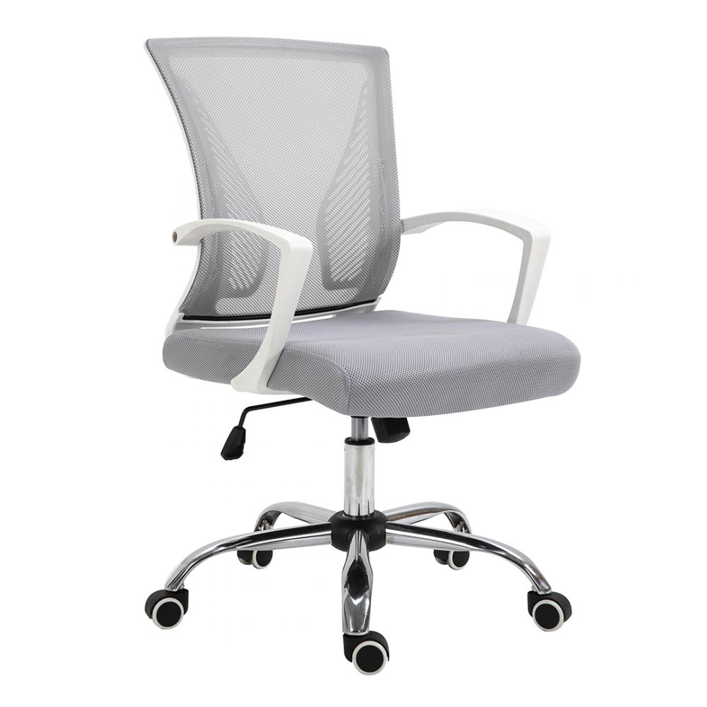 Silla para Oficina Respaldo y asiento en Malla color Gris semi reclinable -  Top Living