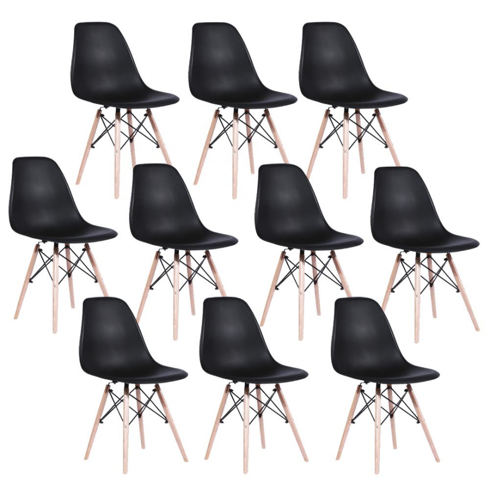 Kit de 10 sillas eames color negro