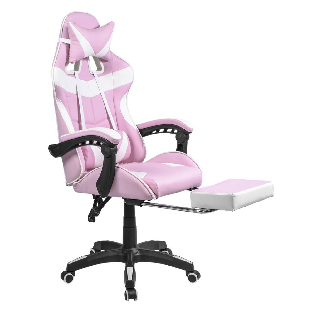 Top Living Silla Gamer Rosa Reclinable con Descansapies - Top Living