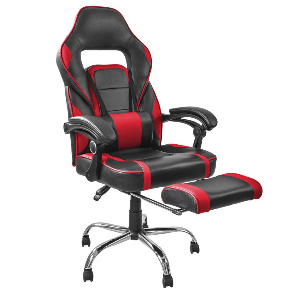 Silla Gamer Rojo reclinable con descansa pies diseño robusto