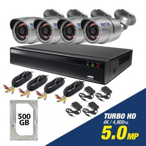 Kit de 4 camaras de 5.0mp Turbo HD 4K + disco duro 500GB