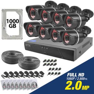 Kit de 8 camaras de 2.0mp Full HD 1080p + disco duro 1000GB