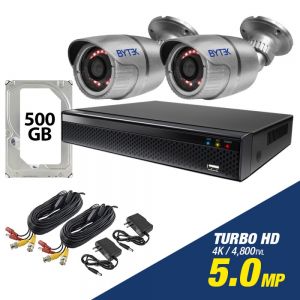 Kit de 2 camaras de 5.0mp Turbo HD 4K + disco duro 500GB