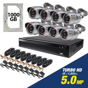 Kit de 8 camaras de 5.0mp Turbo HD 4K + disco duro 1000GB