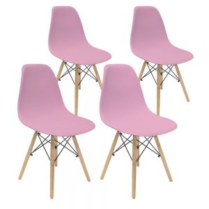 Kit de 4 sillas eames color rosa