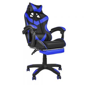 Silla Gamer con Descansa Pies Color Azul y Negro