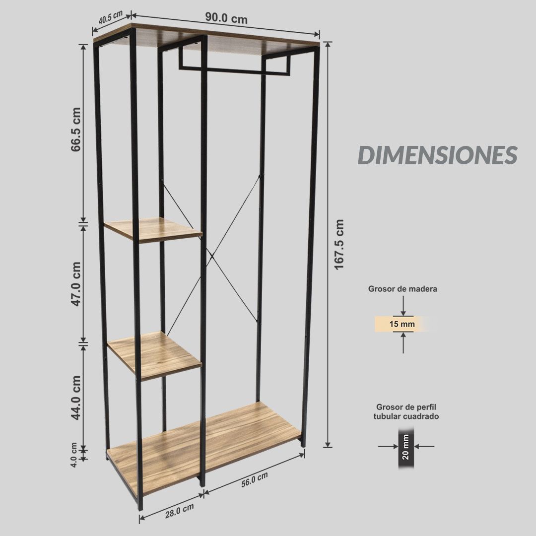 Top Living Closet armable repisas de madera y estructura tubular - Top  Living