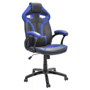 Silla gamer azul y negro semi reclinable anatómica