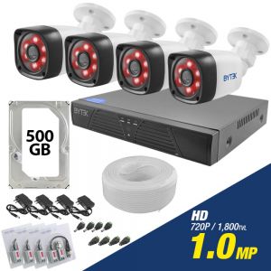 Kit de 4 camaras de 1.0mp HD 720p + disco duro 500GB