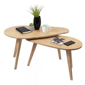 Par de Mesas  Central de Madera Modernas Minimalistas Elegantes