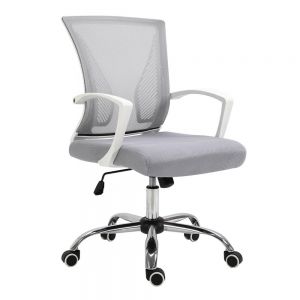 Silla para Oficina Respaldo y asiento en Malla color Gris semi reclinable