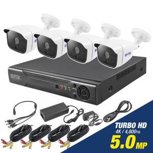 Kit de 4 camaras de 5.0mp Turbo HD 4K + DVR y Cable armado en Caja