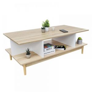 Mesa Auxiliar de Centro Amplia Color Blanco y Beige