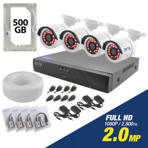 Kit de 4 camaras de 2.0mp Full HD 1080p + disco duro 500GB