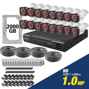 Kit de 16 camaras de 1.0mp HD 720p + disco duro 2000GB