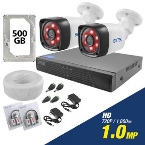 Kit de 2 camaras de 1.0mp HD 720p + disco duro 500GB