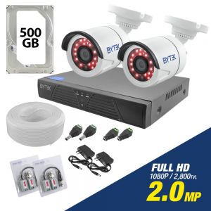 Kit de 2 camaras de 2.0mp Full HD 1080p + disco duro 500GB