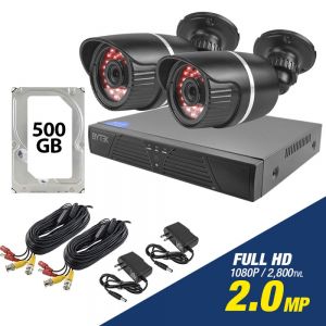 Kit de 2 camaras de 2.0mp Full HD 1080p + disco duro 500GB