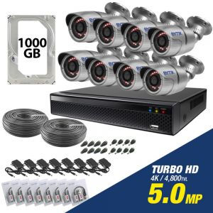 Kit de 8 camaras de 5.0mp Turbo HD 4K + disco duro 1000GB