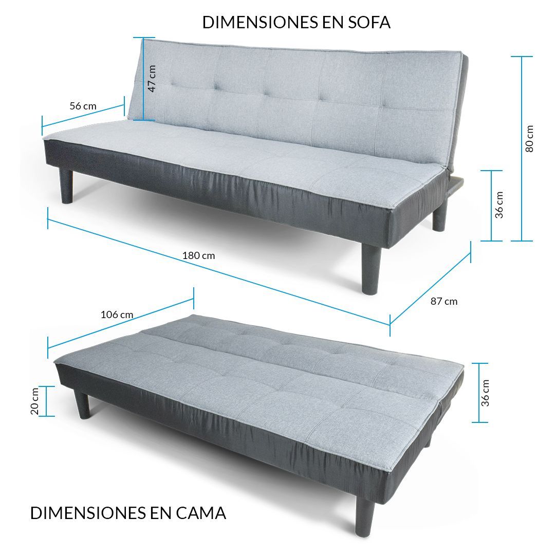 Top Living Sofa cama individual abatible de 3 posiciones color gris - Top  Living